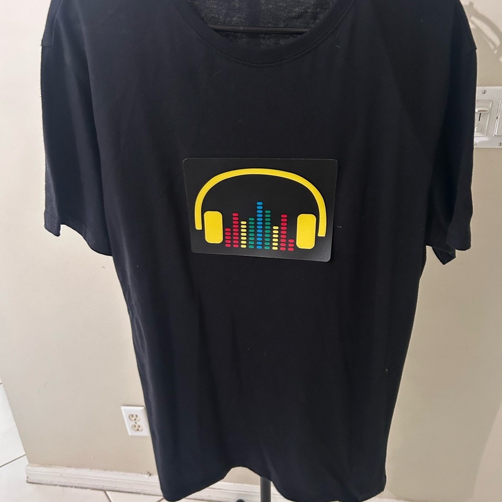Black T-Shirt with Headphone Graphic